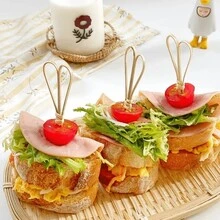 50pcs Bamboo Toothpicks, Fashionable Creative Bamboo Fruit Skewers, Colorful Cocktail, Dessert, Cake, Snack, Sushi Bamboo Picks - Tongkat berbentuk gunting - View 6