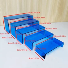 5pcs Multicolored Acrylic Step Display Rack, Livestreaming Figure/Blind Box Display Ladder Shaped Shelves, Home Decor Storage Collection Organizer