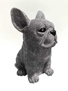 [Statue de bouledogue français en résine réaliste] Statue de bouledogue français en résine charmante - Décoration d'extérieur et d'intérieur réaliste, parfaite pour le jardin, le salon, la bibliothèque - Sculpture animale moderne, cadeau idéal pour les amateurs de chiens, convient pour diverses occasions, décoration pour chiens