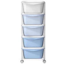 Plastic Drawer Storage Organizer Rolling Cart, With Wheels Casters & 5 Drawers Blue - Blue - View 9