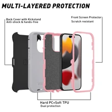 Funda con clip para cinturón (protección multicapa)[a prueba de golpes][anti-caída][antideslizante], funda protectora resistente con soporte plegable (4 en 1) compatible con. Resistente al agua y a los arañazos