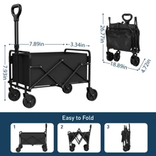 Tuenort 1pc 300LBS Garden Wagon, Heavy-Duty Collapsible Cart, Foldable Wagon, Folding Outdoor Utility Yard Cart, Camping Gear And Equipment, Large Capacity, Portable Grocery Wagon, All-Terrain Cart For Carring Christmas Decorations & Home Decor