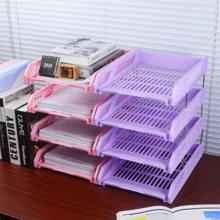 zhiquanqihan Four-Layer File Rack Horizontal File Rack Information Rack Desktop Storage File Rack Multi-Layer Sorting File Basket Office File Folder Rack File Dish File Rack Sorting Artifact - Multicolor - View 2