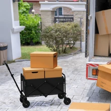 Tuenort 1pc 300LBS Garden Wagon, Heavy-Duty Collapsible Cart, Foldable Wagon, Folding Outdoor Utility Yard Cart, Camping Gear And Equipment, Large Capacity, Portable Grocery Wagon, All-Terrain Cart For Carring Christmas Decorations & Home Decor