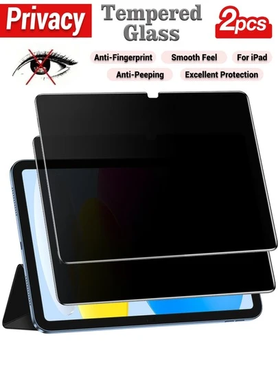 Yezodawee 2pcs IPad Privacy Tempered Glass Screen Protector, Compatible With IPad 10th Gen 10.9 Inch (2022 Model), [Compatible With Face ID And Apple Pencil], 180° Anti-Peeping Anti-Theft, Anti-Fingerprint, Waterproof Shockproof Anti-Fall Anti-Scratch Full Coverage
