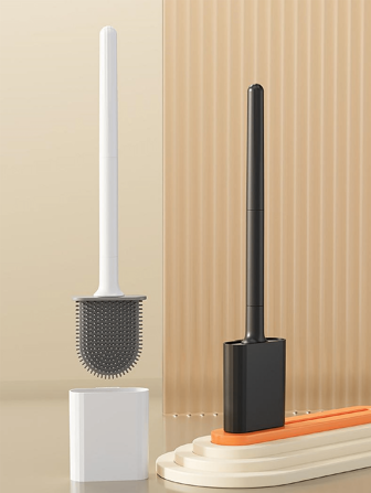Cepillo de goma suave para inodoro, cepillo de limpieza de baño, cepillo de limpieza sin grietas, cepillo de pared desmontable y ahorrador de espacio