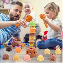 1 Piece Ice Cream Stacking Toys For Kids 3+| Montessori Sensory Play Set With Scoops & Cones| Pretend Kitchen Toys Develop Motor Skills| Educational Birthday Gift For Boys & Girls (Vibrant Colors)
