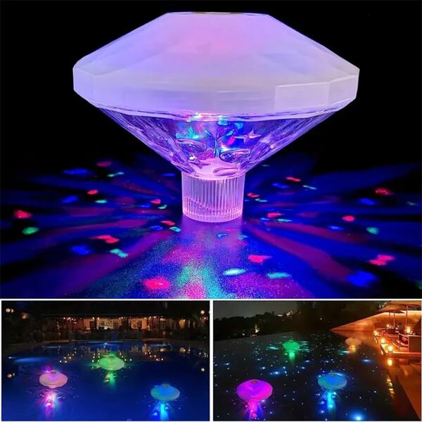 1 Stück schwimmende Unterwasser-Lichterkette RGB Tauchlampe für Disco-Party im Pool und Spa, Unterwasser-Duschleuchte (betrieben mit 3 AAA-Batterien, nicht enthalten)