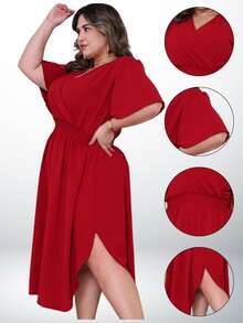 Plus Size Dresses - 紅木色 - 查看 4