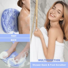 1 件淋浴背部和足部刷，壁挂式背部刷硅胶浴缸按摩垫刷带吸盘，浴室刷垫去角质死皮刷 - 彩色 - 查看 6