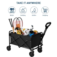Tuenort 1pc 300LBS Garden Wagon, Heavy-Duty Collapsible Cart, Foldable Wagon, Folding Outdoor Utility Yard Cart, Camping Gear And Equipment, Large Capacity, Portable Grocery Wagon, All-Terrain Cart For Carring Christmas Decorations & Home Decor