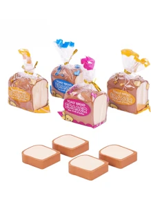 4pcs/Pack Children Bread Shaped Erasers, Cartoon Erasers, Mini Toast Erasers 3D Cute Erasers, Cartoon Pencil Erasers, Drawing Supplies, Kids Painter Artist Sketching Tools, Art Supplies, School Supplies, Kawaii Erasers
