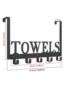 1pc Over The Door Hooks, Towel Holder For Bathroom, Door Mount Towel Rack Towel Hooks For Bedroom Kitchen Pool Towels Bathrobe Wall Mount Hang On The Door Cabinet Cupboard Metal Sandblasted