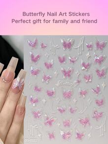 2 Blatt Schmetterling Nagelkunst Aufkleber Abziehbilder Schmetterlinge 5D geprägte Nagel Abziehbilder Muschel leicht Schmetterling Nageldesigns Klebe Aufkleber Maniküre Accessoires für Frauen Mädchen DIY Nagelkunst Dekorationen Zubehör, perfektes Geschenk