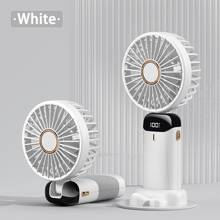 AOYI Ventilatore portatile pieghevole ricaricabile, con base e cinturino da appendere, essenziale per le vacanze, ventilatore manuale estivo da viaggio, 800mAh, 5 velocità regolabili, per ufficio, pendolarismo, campeggio, picnic, escursionismo, spiaggia, zaino, sport