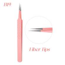 FADVAN 1 Pc Eyelash Tweezers Extension Pink Stainless Steel Superhard Tweezers With Fiber Tips High Precision Anti-Static Tweezers