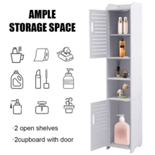 5 Tier Bathroom Storage Cabinet Floor Standing Display Cabinet Kitchen Organizer Unit - White - View 6