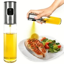 1 Stück transparente Glas Edelstahl Öl Sprühflasche, moderne minimalistische Küchen Kochsprühflasche für BBQ, Salat, Backen, Öl Kontrolle, Gewürze, vielseitig einsetzbare Olivenöl Zerstäuber mit feiner Sprühdüse für gesundes Kochen und Grillen, unverzichtbares Küchengerät, Glasgehäuse, Edelstahlkappe, einfach zu benutzen und zu reinigen, Ideales Küchen Zubehör, Öl Sprühflasche, Heißluftfritteuse, Olivenöl Spender