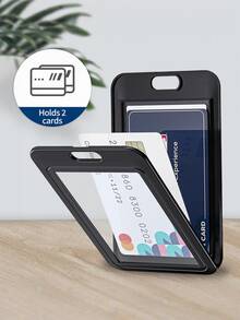 Portador de tarjeta vertical de plástico duro con doble ventana, gris, con protector de manga para tarjetas, adecuado para tarjetas de oficina, tarjetas escolares, tarjetas de acceso, licencias de conducir, pases, unisex, se puede usar como portador de tarjetas, billetera, portador de tarjetas de presentación, portador de tarjetas de crédito, portador de tarjetas de identificación, etc. - Multicolor - Ver 15