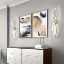 1 件 23.6 英寸个性化简约房间装饰相交线图案 LED 壁灯，北欧风格，三色调光，高端壁灯，适用于卧室、厨房、床头、酒店、走廊、客厅、沙发背景