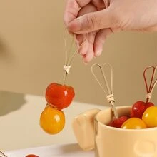 50pcs Bamboo Toothpicks, Fashionable Creative Bamboo Fruit Skewers, Colorful Cocktail, Dessert, Cake, Snack, Sushi Bamboo Picks - Tongkat berbentuk gunting - View 4