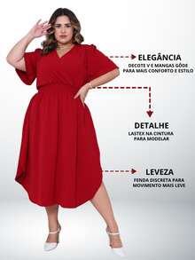 Plus Size Dresses - 紅木色 - 查看 2