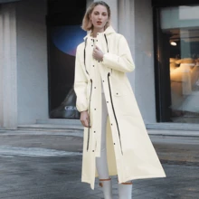 1pc Fashionable Breathable Adult Waterproof Long Raincoat, Outdoor Hiking Fishing Thickened Drawstring Slim Raincoat, Waterproof And Rainproof Lightweight Hooded Raincoat Summer Cooling,Beach,Travel Insulation,Galentines,Puppy,Carnival,Party Decorations