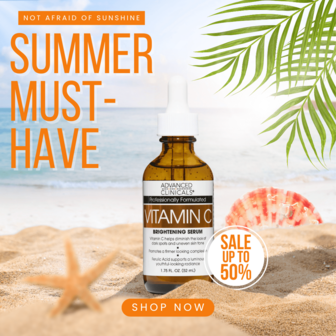 1.75oz Brightening Vitamin C Face Serum Anti-Aging Eye Serum For Dark Spots Wrinkles Acne Uneven Skin Tone Summer Skincare Lightweight Non-Greasy Fast-Absorbing Glow Serum For Oily Skin Dull Skin Sun-Damaged Skin Hot Humid Weather Skin Brightening And Smoothing Travel Size Pool Party Beach Trip Vacation Camping Outdoors Summer Glow Skin Rescue Summer Essentials Must-Have Advanced Clinicals