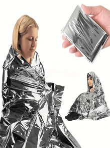 1 Stück Outdoor Notfall-Überlebensdecke für Menschen mit Silbereffekt, tragbare Outdoor-Notfalldecke, multifunktionale Isolationsdecke, silberner Regenmantel-Notfallausrüstung für Wanderungen