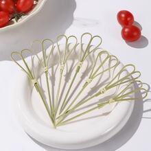 50pcs Bamboo Toothpicks, Fashionable Creative Bamboo Fruit Skewers, Colorful Cocktail, Dessert, Cake, Snack, Sushi Bamboo Picks - Tongkat berbentuk gunting - View 5
