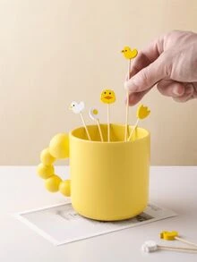 50 que tăm tre mini hình vịt vàng, que xiên trái cây tre sáng tạo dễ thương, đồ trang trí cocktail nhiều màu sắc, món tráng miệng, đồ ăn nhẹ, sushi que tăm tre hình vịt vàng - Xiên que tre trứng vịt - Xem 2