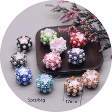 5 pezzi di perle in resina acrilica a forma di fiore di colore casuale per realizzare catene per telefono, accessori per la creazione di gioielli fai-da-te, con resistenza elevata