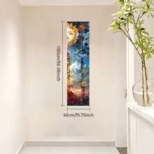 1 pieza Conjunto de tapiz con diseño de sol y luna, diseño de flores, arte estético, tapices verticales para colgar en la pared, banderas para decoración del hogar y dormitorio, de 59*15.7 pulgadas, de poliéster, incluye paquete de instalación gratis, decoración de habitación, decoración del hogar, decoración de la sala de estar, tapiz para la habitación, decoración de pared, decoración de dormitorio - Morado - Ver 7