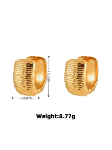 2pcs Fashionable And Versatile U-Shaped Hoop Earrings For Women, High-Grade Textured Geometric Huggie Earrings, Retro Niche Jewelry Accessories For Daily Wear