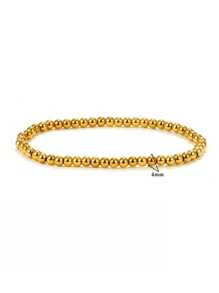 1 Stück goldfarbenes Edelstahl wasserdichtes Perlen Dehnbar Armband für Frauen, nicht anlaufend, stapelbar, kugelförmiges Perlen Design, Geschenk (Perlenanzahl zufällig)