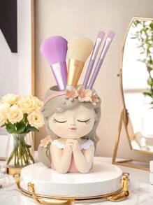 1pc Creative Little Fairy Makeup Brush Storage Tube Dressing Table Desktop Eyeshadow Eyebrow Pencil Brush Pencil Holder Storage Rack, Little Girl Light Luxury High-End Office Decorative Ornaments, Girly Heart Desktop Storage Girl Gift Ins, Best Gift, Winter, Decorations, Home, Wedding Decorations, Home Decorations, Jewelry Collection Box, Party Decoration Valentine's Day Birthday