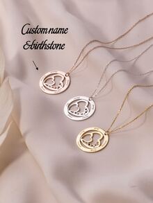1 Personalized 5 Names Engraved Necklace With Birthstone, Customized Children'S Name Necklace, Custom Made Jewelry Accessories, Family Gift, Mother'S Day Gift, Exclusive Guardian Gift, Valentine'S Day Gift, Christmas Gift - Rose Gold - View 2