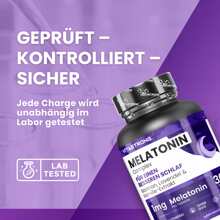 Vitastrong Melatonin-Komplex 365 Mikrotabletten, Melatonin 1 mg mit Kamille, Baldrian, Lavendel und Vitamin B6, Melatonin für Schlaf, Durchschlaf, Jetlag, reines Melatonin mit langsamer Freisetzung, zuckerfrei
