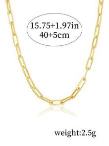 1 件不锈钢回形针项链，时尚简约 18K 镀金回形针颈链，轻盈奢华独特设计男女通用日常佩戴吊坠项链 - 金色 - 查看 5