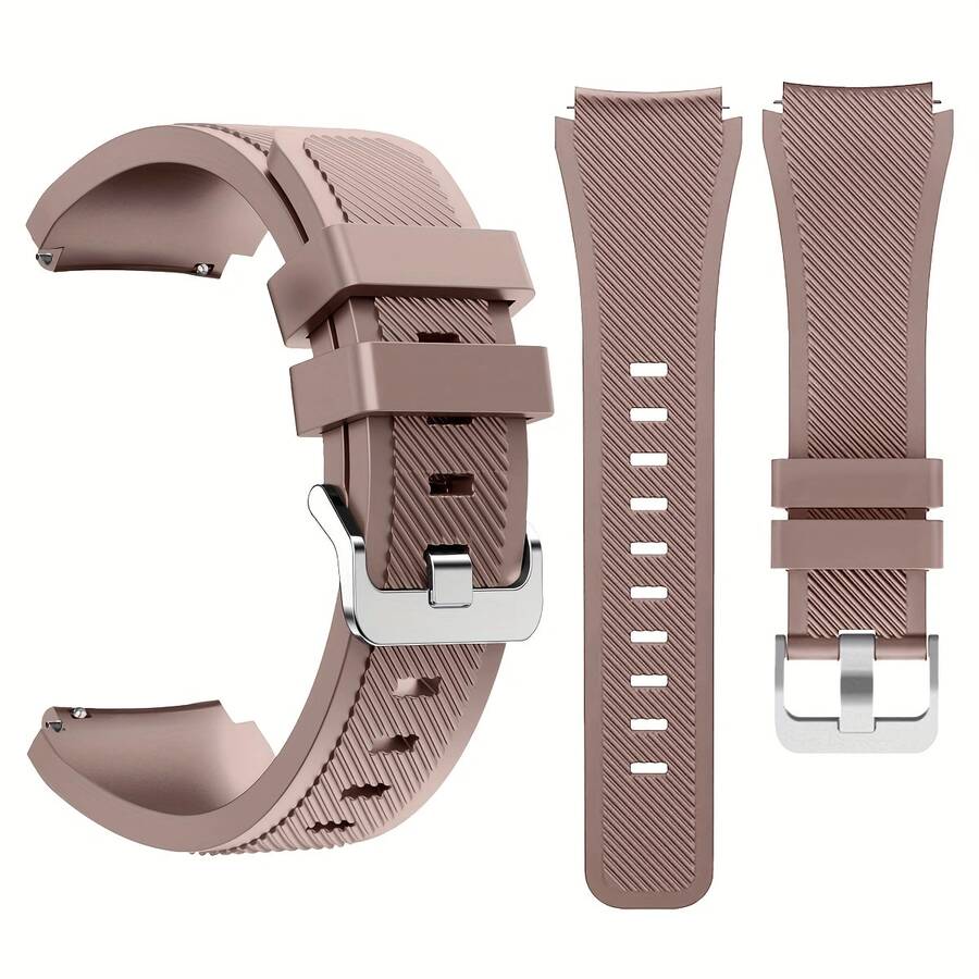 1 pieza Correa de reloj de silicona de 22mm, compatible con Samsung Gear S3 Frontier/Classic, correa de repuesto deportiva de silicona, se ajusta a Gear S3 Frontier/S3 Classic, Watch 2 Pro/GT/GT2(46mm)/GT2E/GT2 Pro/Watch 3/3 Pro, correa de reloj universal suave de silicona de 22mm - Marrón 1 - Ver 1