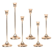 30 件优雅浪漫的欧式婚礼装饰，复古镀金和镀铜，中心烛台，锥形金属烛台，房间和家居装饰 - 銅色 - 查看 19