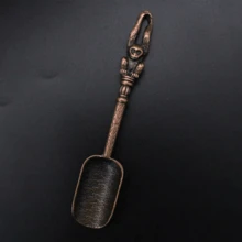 1 pieza Cuchara/Cucharón de té de aleación de bronce y cobre con carácter de fortuna y nube propicia, mango largo creativo, herramienta de elaboración de té, accesorio de juego de té Kung Fu, decoración de sala de té - Multicolor - Ver 15