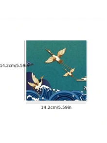 一包，72 张，中国风鹤形折纸，5.51 英寸 x 28.35 英寸，12 种独特图案，每种图案 6 张，手工纸鹤卡片纸，印刷彩色纸 - 彩色 - 查看 5