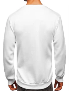 Men's Round Neck Sweatshirt + Sports Gym Pants Kit Set Promotion - 白色 - 查看 2