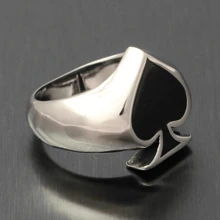 1 Pc Stainless Steel Poker Spades Ring, Motor Biker Lucky Ring Good Luck, Symbol Of Power, Rings For Men