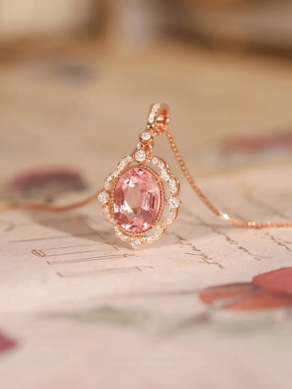 1 Peça Colar Elegante e Luxuoso Oval com Micro Incrustação de Strass Rosa, Adequado para Mulheres como Presente para Festas, Dia dos Namorados, Aniversário, Uso Diário, Temporada de Formatura