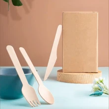 75/150/300pcs Disposable Wooden Cutlery Sets, 25/50/100pcs Spoons, Knives And Forks, 6-Inch Wooden Flatware, Sturdy Bamboo Utensils, Suitable For Weddings, Camping, Dining, Picnics, BBQ Parties And Multi-Person Use