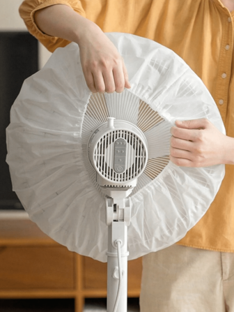 1 stuk 18 inch ventilatorhoes, witte half-wikkel ventilator stofdichte hoes voor thuisgebruik, waterdicht, vochtbestendig, stofdichte ventilator beschermhoes, gemakkelijk aan en uit te trekken, wasbaar en herbruikbaar, houdt de ventilator schoon voor school, kantoor, huishouden, reizen, wasbaar, herbruikbaar, tas, organizer, opbergruimte Kerstmis voor het geven van vakantiecadeaus