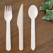 75/150/300pcs Disposable Wooden Cutlery Sets, 25/50/100pcs Spoons, Knives And Forks, 6-Inch Wooden Flatware, Sturdy Bamboo Utensils, Suitable For Weddings, Camping, Dining, Picnics, BBQ Parties And Multi-Person Use
