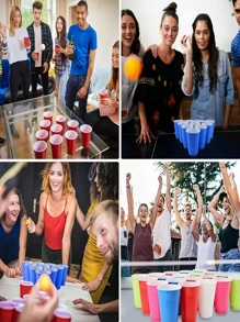 Set de 3/9/24 vasos de plástico reutilizables rojos y azules para juegos de cerveza de ping pong, juegos de mesa, fiestas al aire libre, fiestas de Navidad, juegos de pareja, y billar, con diferencia de color.